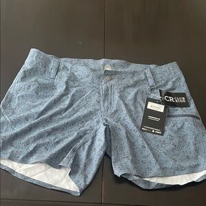 Club Ride Apparel Women's Blue Leaf Pattern Shorts